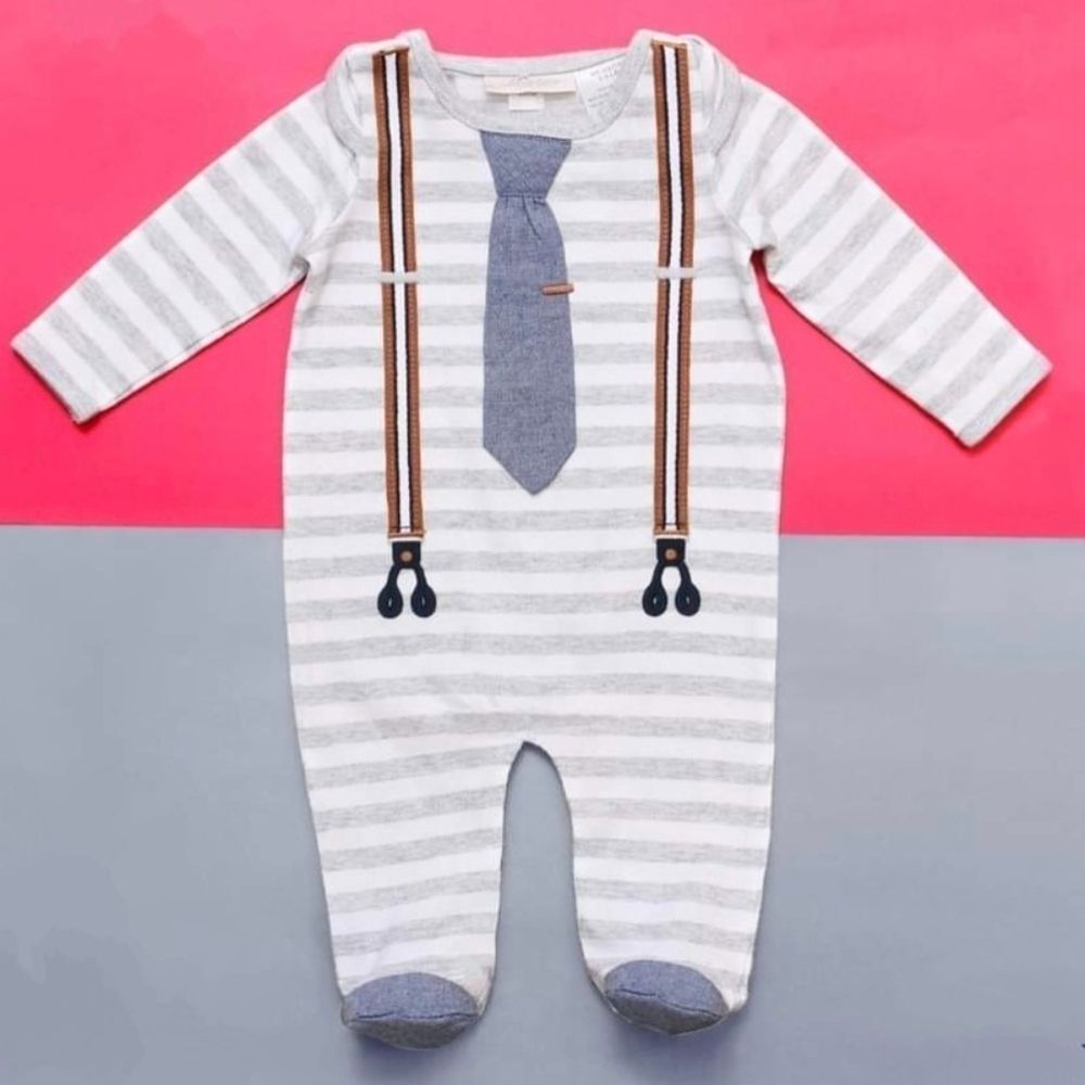 Miniclasix Baby | Striped Tie Footie Pajamas